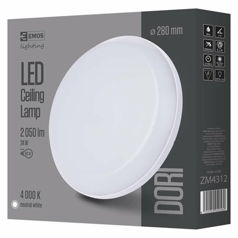 ZM4312 LED svítidlo přisazené DORI kruh 28cm 24,5W 2450lm 4000K IP54 4