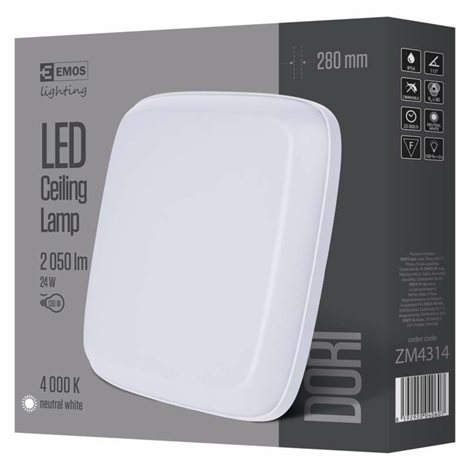 ZM4314 LED svítidlo přisazené DORI čtverec 28x28cm 24W 2050lm 4000K IP54 5