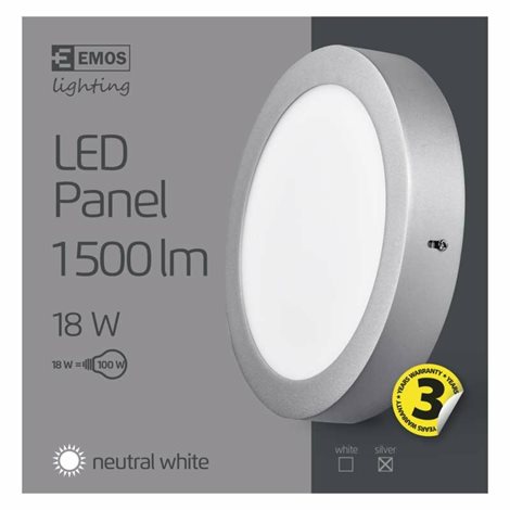 ZM5242 LED přisazené svítidlo PROFI stříbrné kruh, 22cm, 18W, 1500lm, 4000K 6