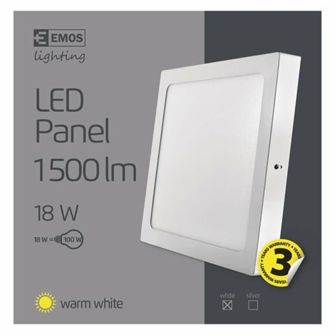ZM6141 LED přisazené svítidlo PROFI bílé čtverec, 22,5x22,5cm, 18W, 1500lm, 3000K 6