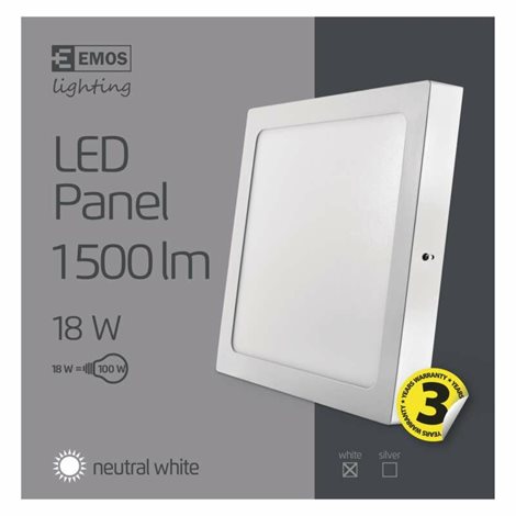 ZM6142 LED přisazené svítidlo PROFI bílé čtverec, 22,5x22,5cm, 18W, 1500lm, 4000K 6