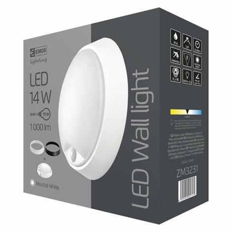 ZM3231 LED svítidlo přisazené WALL/CEILING kruh 21,5cm 14W 1000lm 4000K IP54 4