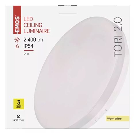 ZM4122 LED svítidlo přisazené TORI kruh 33cm 24W 2400lm 3000K IP54 6