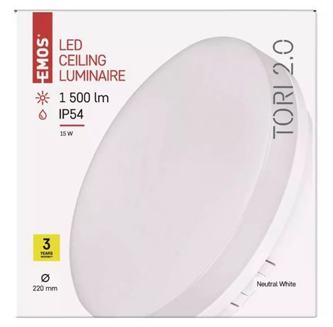 ZM4321 LED svítidlo přisazené TORI kruh 22cm 15W 1250lm 4000K IP54 6