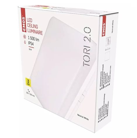 ZM4323 LED svítidlo přisazené TORI čtverec 22x22cm 15W 1250lm 4000K IP54 6