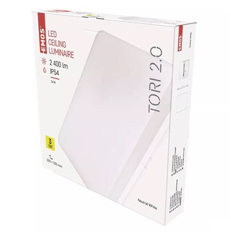 ZM4324 LED svítidlo přisazené TORI čtverec 33x33cm 24W 2050lm 4000K IP54 8