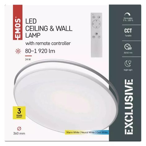 ZM5165 LED svítidlo přisazené ALVI kruh 24W, 80-1920lm, 2700-6500K, STMÍVATELNÉ, 36cm 6