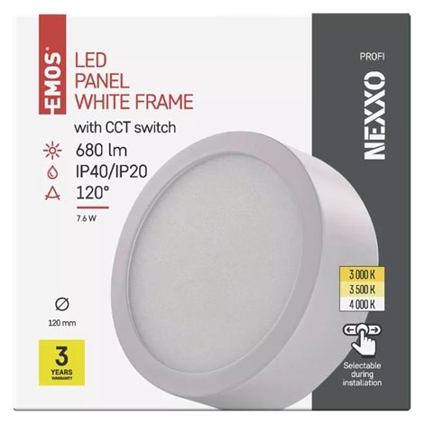 ZM5123 LED přisazené svítidlo NEXXO bílé kruh 7,6W, 680lm, 3000-4000K, IP40, 12cm 3