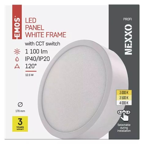 ZM5133 LED přisazené svítidlo NEXXO bílé kruh 12,5W, 1100lm, 3000-4000K, IP40, 17cm 3