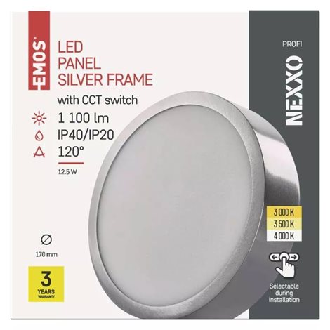 ZM5233 LED přisazené svítidlo NEXXO broušený nikl kruh, 17cm, 12,5W, 1100lm, 3000-4000K 3
