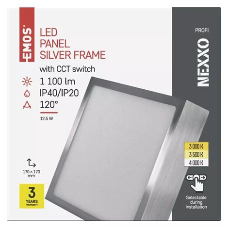 ZM6233 LED přisazené svítidlo NEXXO broušený nikl čtverec, 17x17cm, 12,5W, 1100lm, 3000-4000K 3