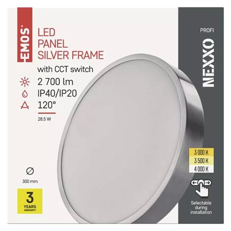 ZM5253 LED přisazené svítidlo NEXXO broušený nikl kruh, 30cm, 28,5W, 2700lm, 3000-4000K 3