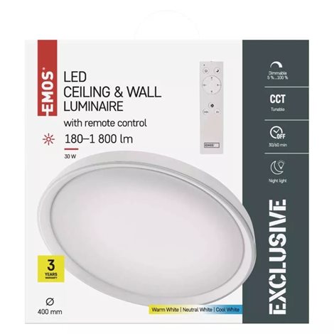 ZM5168 LED svítidlo přisazené ILVI kruh 30W, 180-1800lm, 2700-6500K, STMÍVATELNÉ, 40cm 3