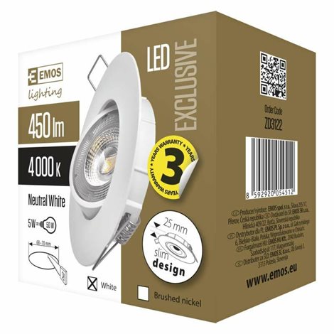 ZD3122 LED svítidlo bodové SIMMI kruh 5W, 450lm, 4000K, IP20, 9cm 11