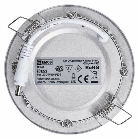 LED Panel vestavný ZD1222 kruh 12cm 6W 450lm 4000K IP20 3