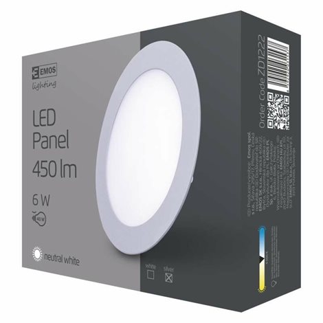 LED Panel vestavný ZD1222 kruh 12cm 6W 450lm 4000K IP20 6