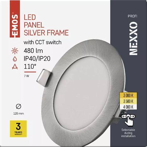 ZD1223 LED podhledové svítidlo NEXXO stříbrné kruh 7W, 480ln, IP40, 3000-4000K, 12cm 11