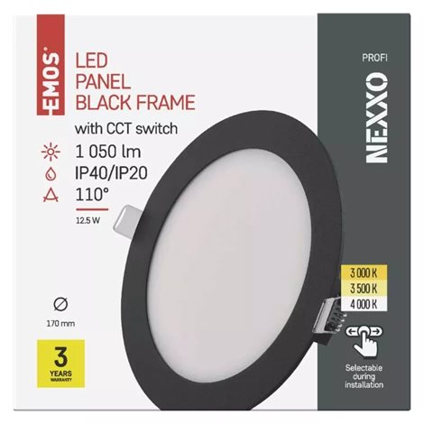 ZD1333 LED podhledové svítidlo NEXXO černé kruh 12,5W, 1050lm, 3000-4000K, IP40, 17cm 11