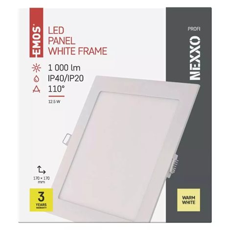 ZD2134 LED podhledové svítidlo NEXXO bílé čtverec 12,5W, 1000lm, 3000K, IP40, 17x17cm 10