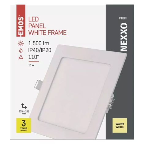 ZD2144 LED podhledové svítidlo NEXXO bílé čtverec 18W, 1500lm, 3000K, IP40, 22,5x22,5cm 10