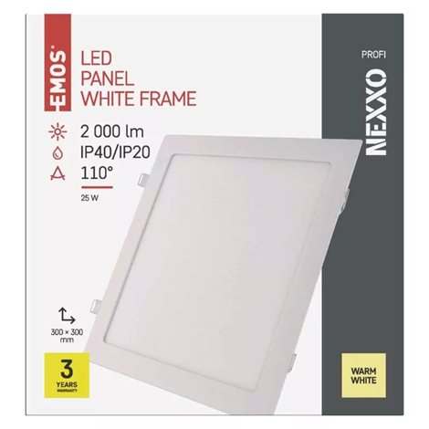 ZD2154 LED podhledové svítidlo NEXXO bílé čtverec 25W, 2000lm, 3000K, IP40, 30x30cm 10