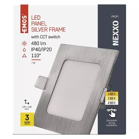 ZD2223 LED podhledové svítidlo NEXXO stříbrné čtverec, 12x12cm, 7W, 480lm, 3000-4000K 10
