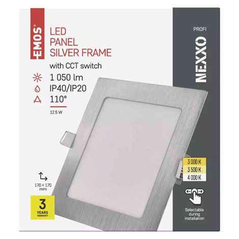 ZD2233 LED podhledové svítidlo NEXXO stříbrné čtverec, 17x17cm, 12,5W, 1050lm, 3000-4000K 10