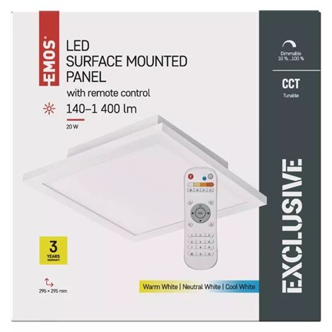 ZM5171 LED svítidlo přisazené RIVI čtverec 20W, 140-1400lm, 2700-6000K, IP20, 30x30cm 4