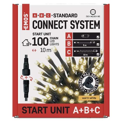 D1AW01 CONNECT START UNIT POWER+CHAIN 100LED 10M IP44 WW 9