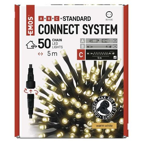 D1AW02 CONNECT CHAIN 50LED 5M IP44 WW 8