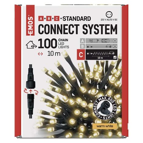 D1AW03 CONNECT CHAIN 100LED 10M IP44 WW 8