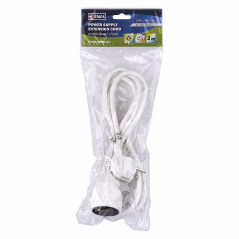 P0112 Prodlužovací kabel 2m, 1zásuvka, bílý, PVC, 1mm2 2