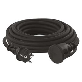 P01705 Venkovní prodlužovací kabel 5m, 1zásuvka, černý, guma-neopren, 230V, 1,5mm2
