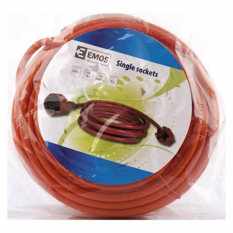 P01125 Prodlužovací kabel 25m, 1zásuvka, oranžový, PVC, 230V, 1,5mm2 2
