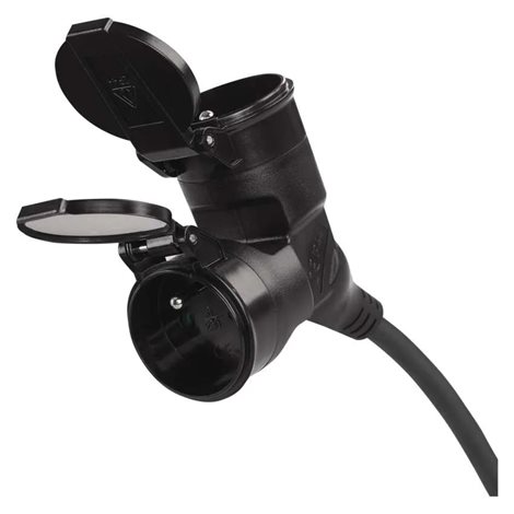 P0604 Venkovní prodlužovací kabel 25m, 2zásuvky, černý, guma, 230V, 1,5mm2 3