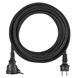 P01710 Venkovní prodlužovací kabel 10m, 1zásuvka, černý, guma-neopren, 230V, 1,5mm2