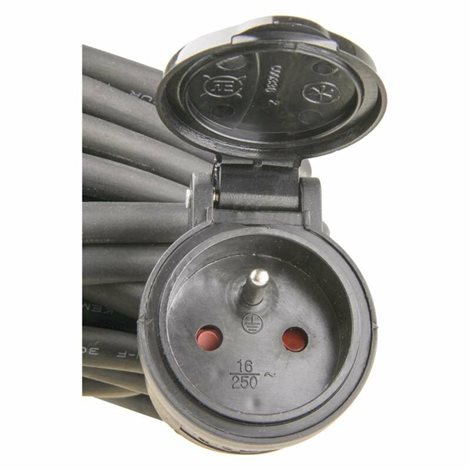 P01710 Venkovní prodlužovací kabel 10m, 1zásuvka, černý, guma-neopren, 230V, 1,5mm2 3