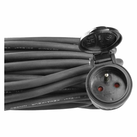 P01720 Venkovní prodlužovací kabel 20m, 1zásuvka, černý, guma-neopren, 230V, 1,5mm2 2