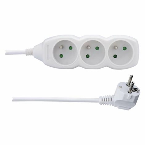 P0311 Prodlužovací kabel 1,5m, 3zásuvky, bílý, PVC, 1mm2 1