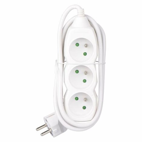 P0311 Prodlužovací kabel 1,5m, 3zásuvky, bílý, PVC, 1mm2 4