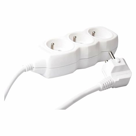 P0313R Prodlužovací kabel 3m, 3zásuvky, bílý, PVC, 1,5mm2 2