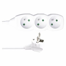 P0315R Prodlužovací kabel 5m, 3zásuvky, bílý, PVC, 1,5mm2