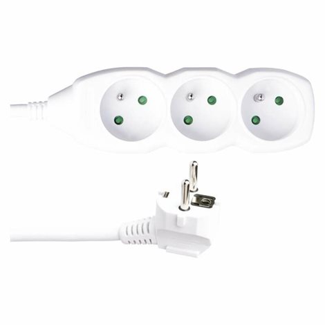 P0315R Prodlužovací kabel 5m, 3zásuvky, bílý, PVC, 1,5mm2 1