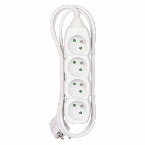 P0411 Prodlužovací kabel 1,5m, 4zásuvky, bílý, PVC, 1mm2 3