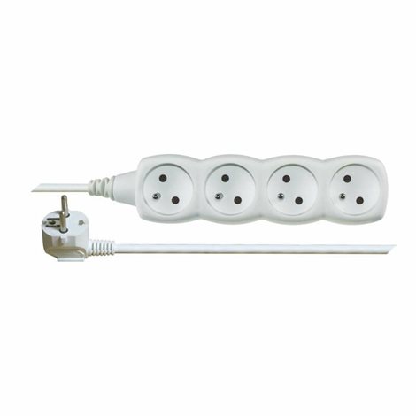 P0412 Prodlužovací kabel 2m, 4zásuvky, bílý, PVC, 1mm2