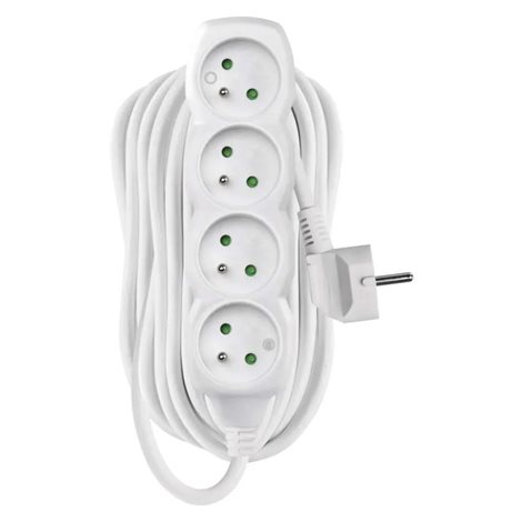 P0410R Prodlužovací kabel 10m, 4zásuvky, bílý, PVC, 1,5mm2 1
