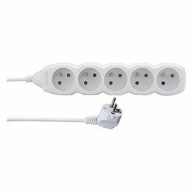 P0511 Prodlužovací kabel 1,5m, 5zásuvek, bílý, PVC, 1mm2