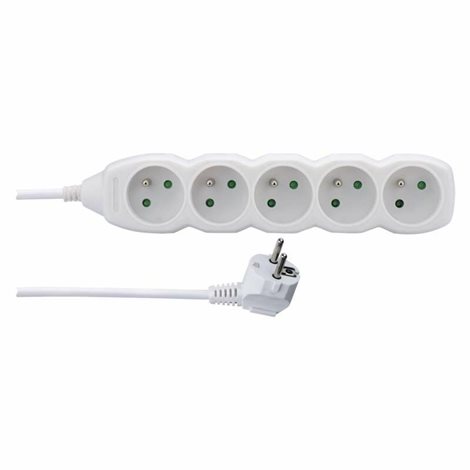 P0511 Prodlužovací kabel 1,5m, 5zásuvek, bílý, PVC, 1mm2 1