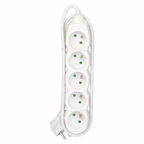 P0511 Prodlužovací kabel 1,5m, 5zásuvek, bílý, PVC, 1mm2 3