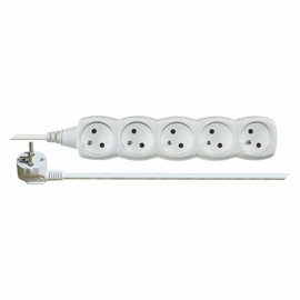 P0512 Prodlužovací kabel 2m, 5zásuvek, bílý, PVC, 1mm2